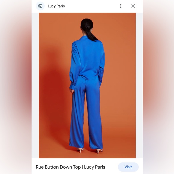 Lucy Paris Rue Button Down Tie Front Top Royal Blue Size L - Picture 3 of 10